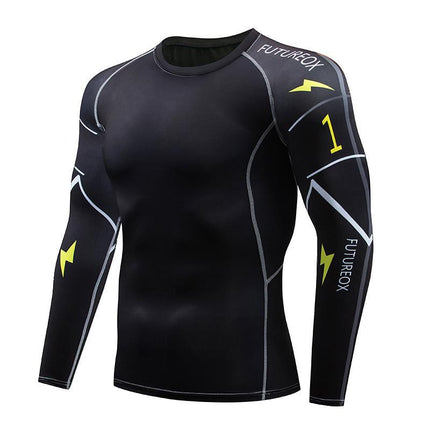 Men's Sports Compression Long Sleeve Fitted Sports Fitness Shirt Outdoor Running Gym Shirt