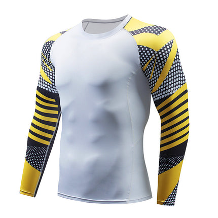 Men's Sports Compression Long Sleeve Fitted Sports Fitness Shirt Outdoor Running Gym Shirt