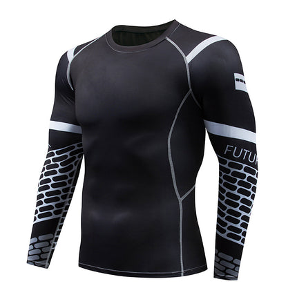 Men's Sports Compression Long Sleeve Fitted Sports Fitness Shirt Outdoor Running Gym Shirt