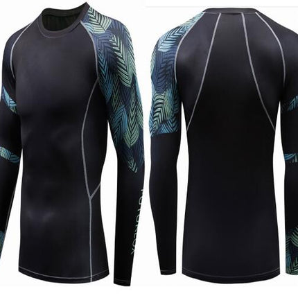 Men's Sports Compression Long Sleeve Fitted Sports Fitness Shirt Outdoor Running Gym Shirt