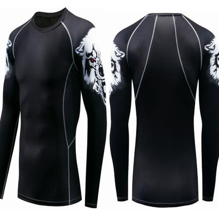Men's Sports Compression Long Sleeve Fitted Sports Fitness Shirt Outdoor Running Gym Shirt
