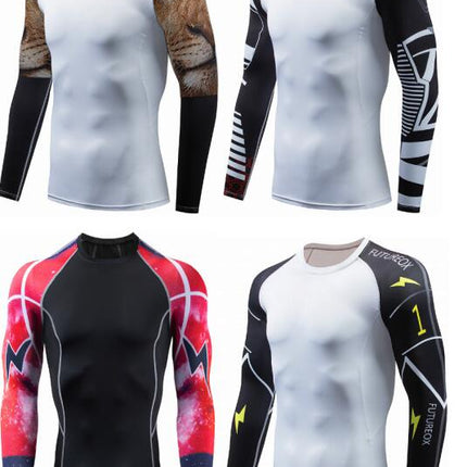 Men's Sports Compression Long Sleeve Fitted Sports Fitness Shirt Outdoor Running Gym Shirt