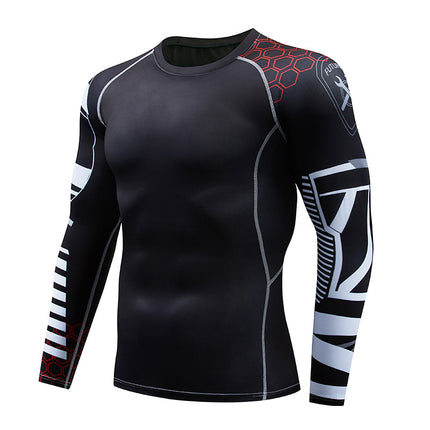 Men's Sports Compression Long Sleeve Fitted Sports Fitness Shirt Outdoor Running Gym Shirt