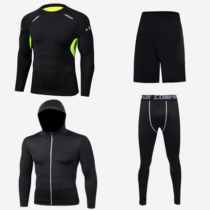 Men's Underwear 4-Piece, Winter Base Layer Set Top, Pants, Shorts and Lightweight Jacket