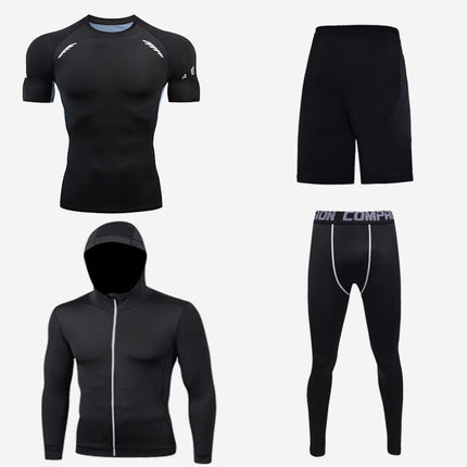 Men's Underwear 4-Piece, Winter Base Layer Set Top, Pants, Shorts and Lightweight Jacket