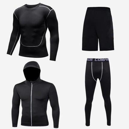 Men's Underwear 4-Piece, Winter Base Layer Set Top, Pants, Shorts and Lightweight Jacket