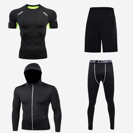 Men's Underwear 4-Piece, Winter Base Layer Set Top, Pants, Shorts and Lightweight Jacket