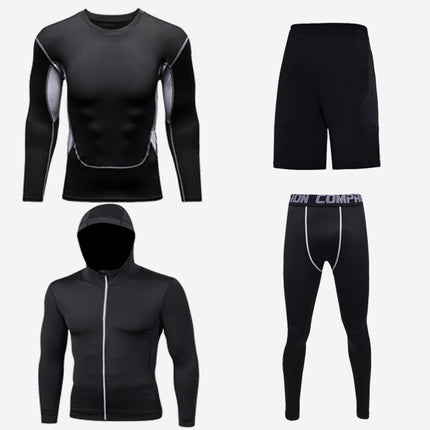 Men's Underwear 4-Piece, Winter Base Layer Set Top, Pants, Shorts and Lightweight Jacket
