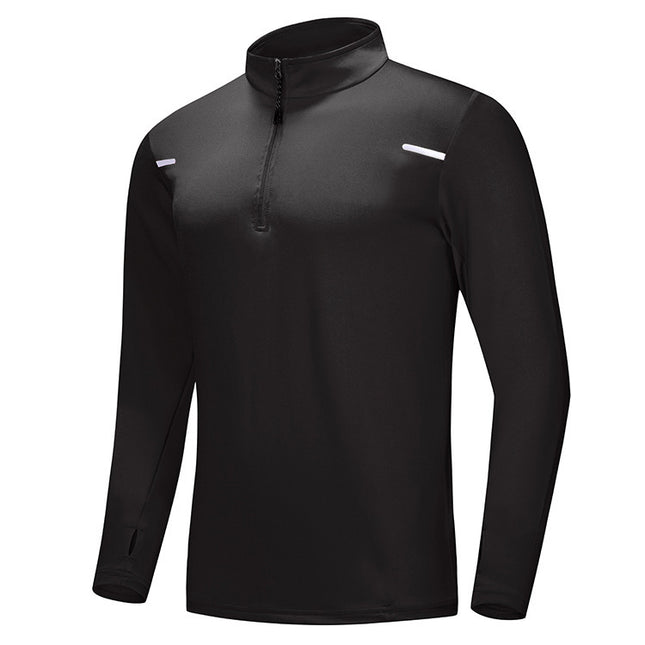 Men's Standing Collar Athletic Quad Zip Long Sleeve Sports Performance Pullover (S-4XL)