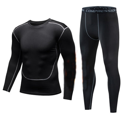 Mens Workout Compression Set Pants and Long Sleeve Shirts Winter Warm Thermal Base Layer Set