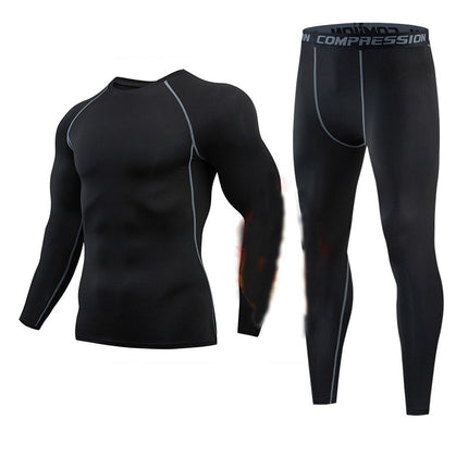 Mens Workout Compression Set Pants and Long Sleeve Shirts Winter Warm Thermal Base Layer Set