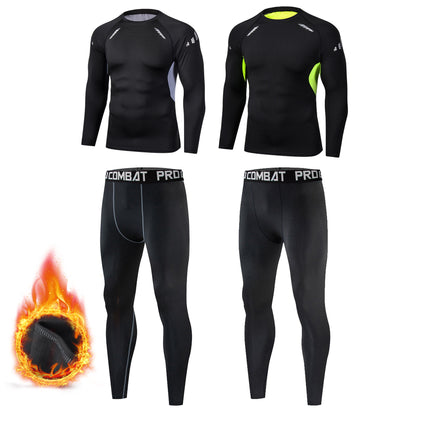 Men's Thermal Underwear Set Compression Base Lined Fleece Winter Gear, Running, Skiing