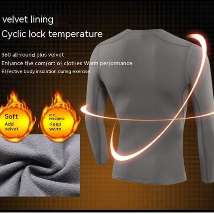 Men's Warm Compression Shirt Fleece Lined Long Sleeve Sports Base Layer Cold Weather Fitness Top