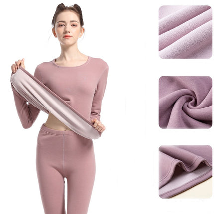 Men's and Women's Long Pants Thermal Underwear Thickened Soft Fleece Lined Cold Protection Set