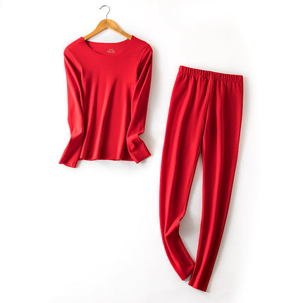 Women's Long Pants Thermal Underwear Basic Layer Pajama Set with Fleece Lining
