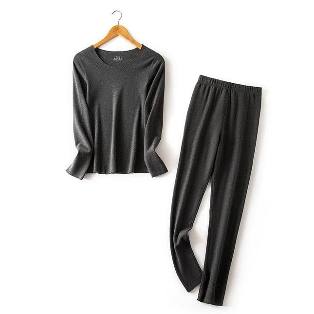 Women's Long Pants Thermal Underwear Basic Layer Pajama Set with Fleece Lining