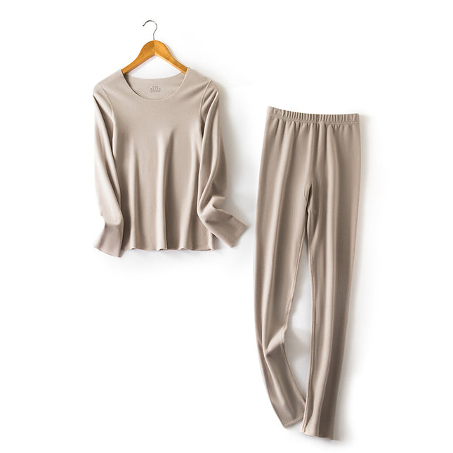 Women's Long Pants Thermal Underwear Basic Layer Pajama Set with Fleece Lining