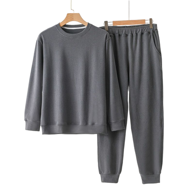 Men's German Fleece Pajamas Warm and Cozy Long Sleeve Upper and Lower Pajama Sets