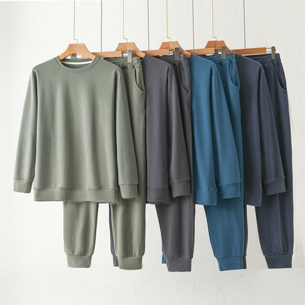 Men's German Fleece Pajamas Warm and Cozy Long Sleeve Upper and Lower Pajama Sets