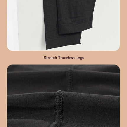 Thin Men's Round Neck Thermal Underwear Set - Modal Cotton Fabric Bottoming Tops and Long Pants