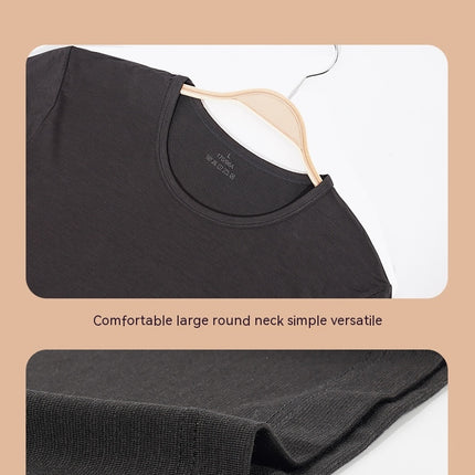 Thin Men's Round Neck Thermal Underwear Set - Modal Cotton Fabric Bottoming Tops and Long Pants