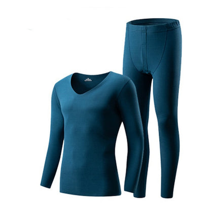 Men's sports thermal underwear, brushed fleece lined top and bottom compression winter bottoming set