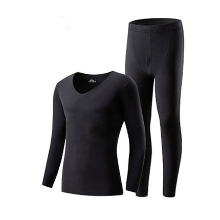 Men's sports thermal underwear, brushed fleece lined top and bottom compression winter bottoming set