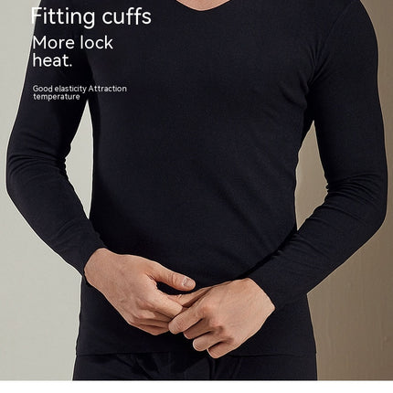 Men's sports thermal underwear, brushed fleece lined top and bottom compression winter bottoming set