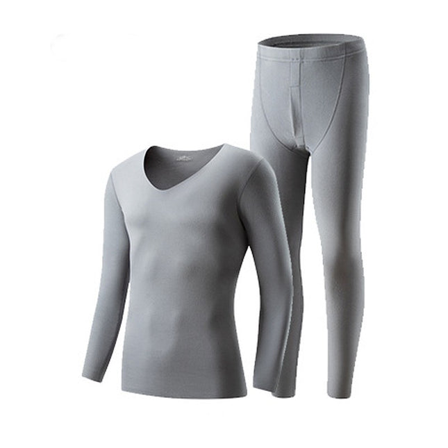 Men's sports thermal underwear, brushed fleece lined top and bottom compression winter bottoming set