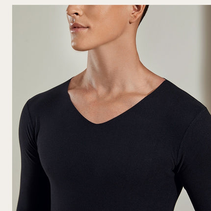 Men's sports thermal underwear, brushed fleece lined top and bottom compression winter bottoming set