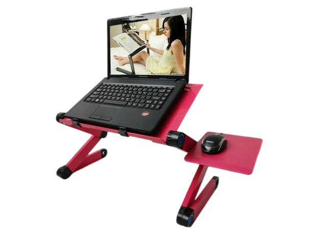 Laptop Stand Adjustable Height for Desk, Portable Lap Table with Cooling Fan & Mouse Pad
