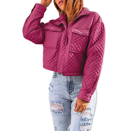 Quilted Jackets for Women Long Sleeve zippered Jacket Warm Winter Coat