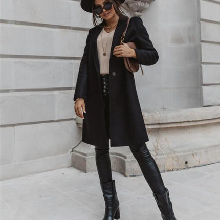 Women's Winter Coat Casual Notch Lapel Single-Breasted Peacoat