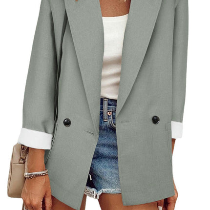 Women's Fashion Fall Lapel Collar Buttons Blazer Jackets for Women Casual