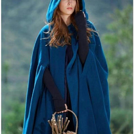 Women's Capes Hooded Cloak Outwear Poncho Warm Autumn and Winter Coat