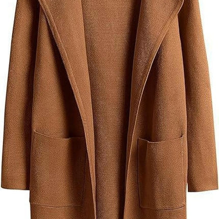 Women's Cardigan Sweater Casual Lapel Open Front Long Jackets Trench Clothes