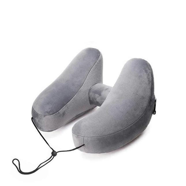 Inflatable Neck Pillow for Airplane Travel with Hoodie, Portable Neck Head Chin Support