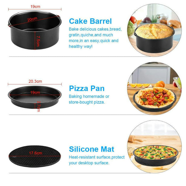 8in Air Fryer Accessories 13PCS, Fit 4.2QT-5.8QT Air Fryer with Cake Barrel, Pizza Pan