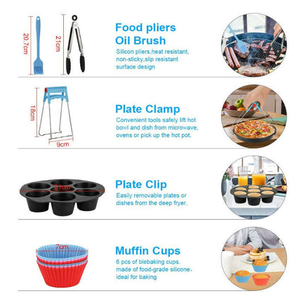8in Air Fryer Accessories 13PCS, Fit 4.2QT-5.8QT Air Fryer with Cake Barrel, Pizza Pan
