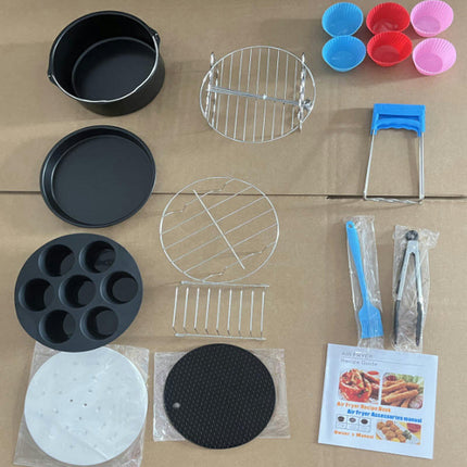 8in Air Fryer Accessories 13PCS, Fit 4.2QT-5.8QT Air Fryer with Cake Barrel, Pizza Pan