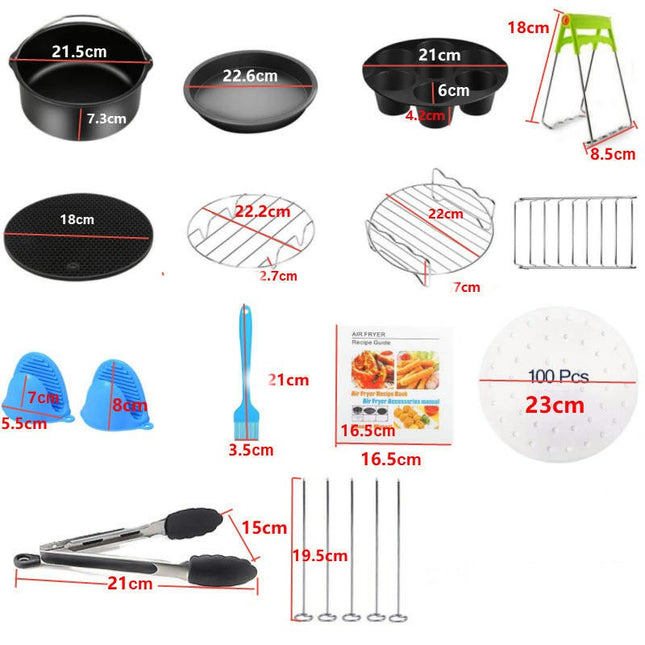 9inch Air Fryer Accessories,fit for 5.3QT-6.8QT Air Fryers Set of 12