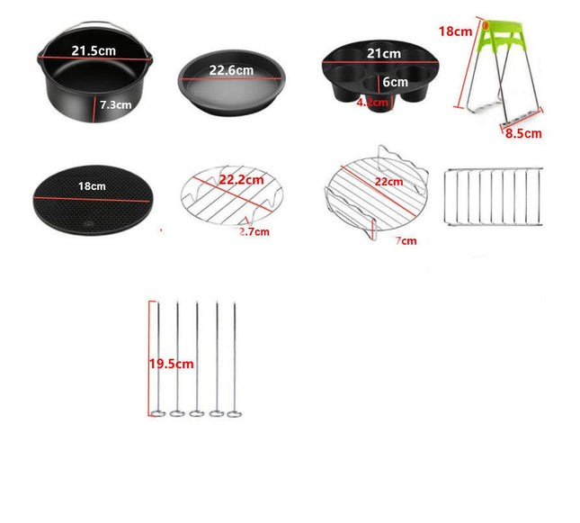 9 Inch Air Fryer Accessories 8PCS with Cupcake Pan, Pizza Pan