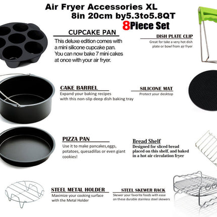 Air Fryer Accessories Set of 8  with Egg Bites Mold, Pizza Pan, for 3.5Qt-5.8Qt Ninja Air Fryer
