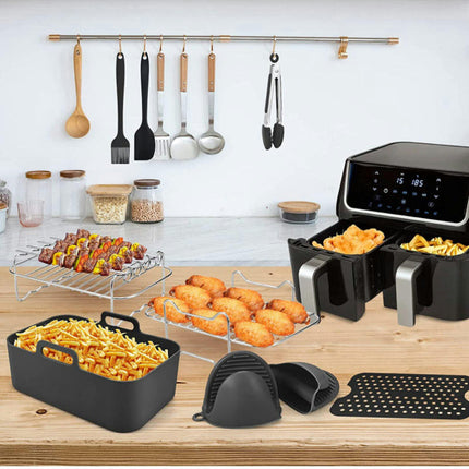 Dual Basket Air Fryer Accessories, Set of 8 Fit for Ninja Dual Air Fryer DZ201, DZ401 Dual Zone Air Fryers Rack