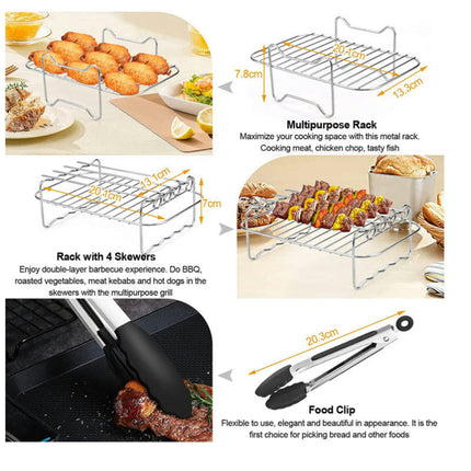 Dual Basket Air Fryer Accessories, Set of 8 Fit for Ninja Dual Air Fryer DZ201, DZ401 Dual Zone Air Fryers Rack