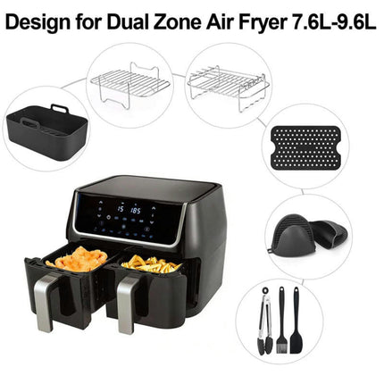 Dual Basket Air Fryer Accessories, Set of 8 Fit for Ninja Dual Air Fryer DZ201, DZ401 Dual Zone Air Fryers Rack