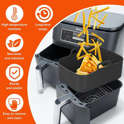 Dual Basket Air Fryer Accessories Fit for Ninja Dual Zone Air Fryers, Including Skewer Stand, Silicone Liner