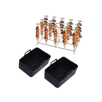Dual Basket Air Fryer Accessories Fit for Ninja Dual Zone Air Fryers, Including Skewer Stand, Silicone Liner