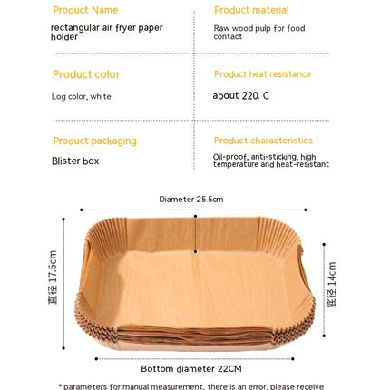 Rectangle Non-Stick Air fryer Parchment Liners Air Fryer Accessories Baking Paper