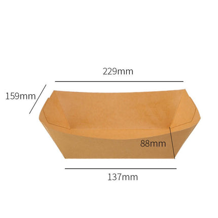 Paper Food Trays -Disposable Food Boats, Kraft Food Holders